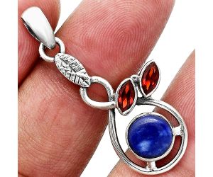 Lapis Lazuli and Garnet Pendant Earrings Set EXT01080 T-1013, 8x8 mm