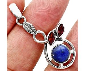 Lapis Lazuli and Garnet Pendant Earrings Set EXT01081 T-1013, 8x8 mm