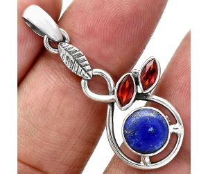 Lapis Lazuli and Garnet Pendant Earrings Set EXT01082 T-1013, 8x8 mm