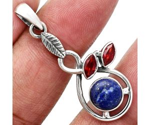 Lapis Lazuli and Garnet Pendant Earrings Set EXT01083 T-1013, 8x8 mm