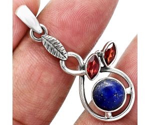 Lapis Lazuli and Garnet Pendant Earrings Set EXT01084 T-1013, 8x8 mm