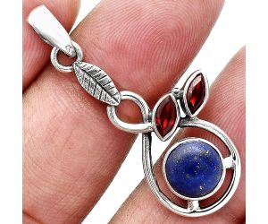 Lapis Lazuli and Garnet Pendant Earrings Set EXT01085 T-1013, 8x8 mm