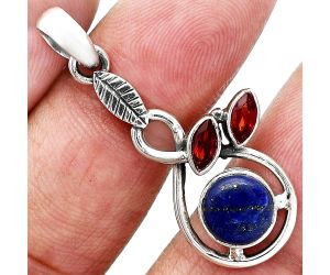 Lapis Lazuli and Garnet Pendant Earrings Set EXT01086 T-1013, 8x8 mm