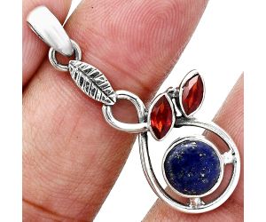 Lapis Lazuli and Garnet Pendant Earrings Set EXT01087 T-1013, 8x8 mm