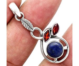 Lapis Lazuli and Garnet Pendant Earrings Set EXT01088 T-1013, 8x8 mm