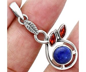 Lapis Lazuli and Garnet Pendant Earrings Set EXT01089 T-1013, 8x8 mm