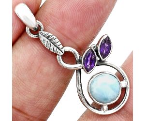 Larimar (Dominican Republic) and Amethyst Pendant Earrings Set EXT01093 T-1013, 8x8 mm