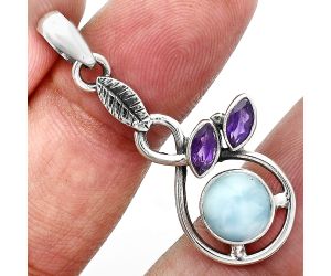 Larimar (Dominican Republic) and Amethyst Pendant Earrings Set EXT01094 T-1013, 8x8 mm