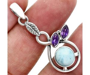 Larimar (Dominican Republic) and Amethyst Pendant Earrings Set EXT01095 T-1013, 8x8 mm