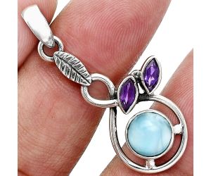 Larimar (Dominican Republic) and Amethyst Pendant Earrings Set EXT01096 T-1013, 8x8 mm