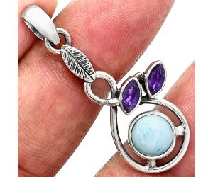 Larimar (Dominican Republic) and Amethyst Pendant Earrings Set EXT01097 T-1013, 8x8 mm