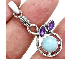 Larimar (Dominican Republic) and Amethyst Pendant Earrings Set EXT01099 T-1013, 8x8 mm