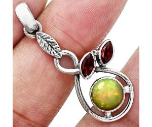 Ethiopian Opal and Garnet Pendant Earrings Set EXT01101 T-1013, 8x8 mm