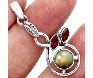 Ethiopian Opal and Garnet Pendant Earrings Set EXT01102 T-1013, 8x8 mm