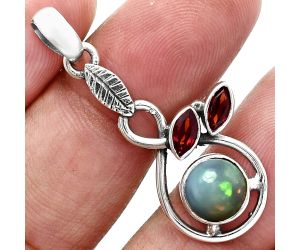 Ethiopian Opal and Garnet Pendant Earrings Set EXT01103 T-1013, 8x8 mm