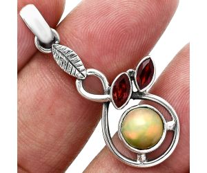 Ethiopian Opal and Garnet Pendant Earrings Set EXT01104 T-1013, 8x8 mm