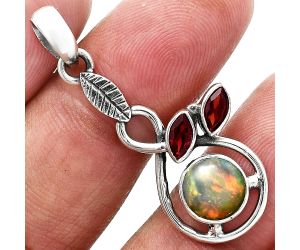 Ethiopian Opal and Garnet Pendant Earrings Set EXT01105 T-1013, 8x8 mm