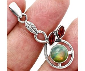 Ethiopian Opal and Garnet Pendant Earrings Set EXT01106 T-1013, 8x8 mm