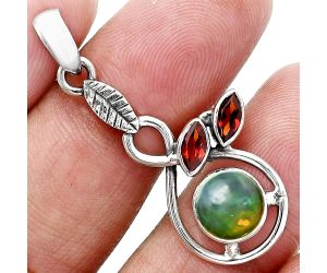 Ethiopian Opal and Garnet Pendant Earrings Set EXT01107 T-1013, 8x8 mm