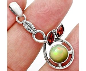 Ethiopian Opal and Garnet Pendant Earrings Set EXT01108 T-1013, 8x8 mm