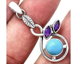 Sleeping Beauty Turquoise and Amethyst Pendant Earrings Set EXT01109 T-1013, 8x8 mm