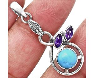 Sleeping Beauty Turquoise and Amethyst Pendant Earrings Set EXT01110 T-1013, 8x8 mm