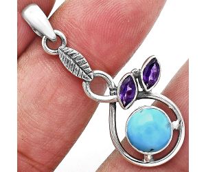 Sleeping Beauty Turquoise and Amethyst Pendant Earrings Set EXT01111 T-1013, 8x8 mm