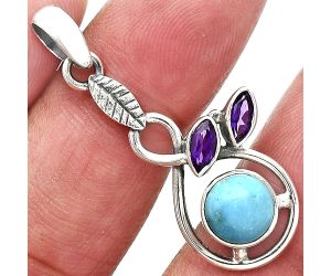 Sleeping Beauty Turquoise and Amethyst Pendant Earrings Set EXT01112 T-1013, 8x8 mm