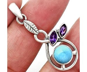 Sleeping Beauty Turquoise and Amethyst Pendant Earrings Set EXT01113 T-1013, 8x8 mm