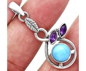 Sleeping Beauty Turquoise and Amethyst Pendant Earrings Set EXT01115 T-1013, 8x8 mm