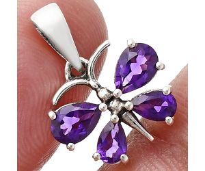 Butterfly - African Amethyst Pendant Earrings Set EXT01126 T-1014, 6x4 mm