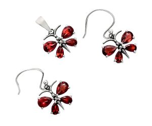 Butterfly - Hessonite Garnet Pendant Earrings Set EXT01142 T-1014, 6x4 mm