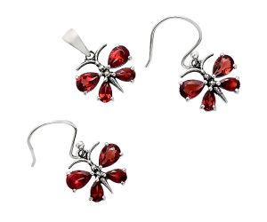 Butterfly - Hessonite Garnet Pendant Earrings Set EXT01143 T-1014, 6x4 mm