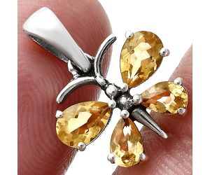 Butterfly - Citrine Pendant Earrings Set EXT01160 T-1014, 6x4 mm