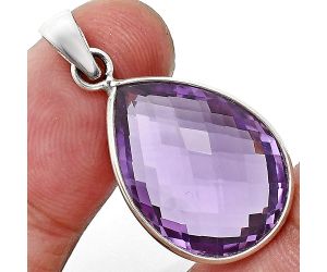 Amethyst Checker Briolette Pendant Earrings Set EXT01208 T-1015, 16x22 mm