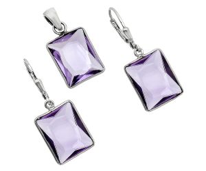 Amethyst Pendant Earrings Set EXT01222 T-1015, 12x16 mm