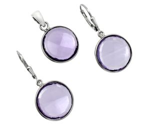 Amethyst Pendant Earrings Set EXT01223 T-1015, 16x16 mm