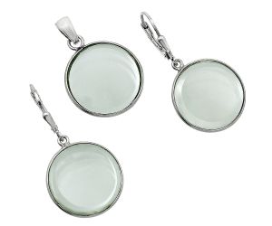 Prasiolite (Green Amethyst) Pendant Earrings Set EXT01226 T-1015, 19x19 mm