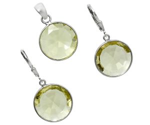 Lemon Quartz Pendant Earrings Set EXT01230 T-1015, 16x16 mm