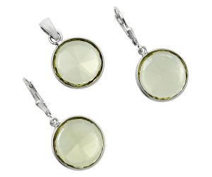 Lemon Quartz Pendant Earrings Set EXT01231 T-1015, 16x16 mm