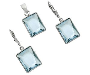 Sky Blue Topaz Pendant Earrings Set EXT01232 T-1015, 12x15 mm