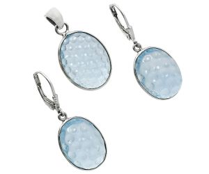 Sky Blue Topaz Pendant Earrings Set EXT01233 T-1015, 15x20 mm