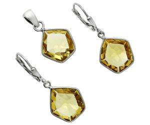 Citrine Pendant Earrings Set EXT01235 T-1015, 13x14 mm