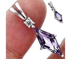 Amethyst and Moissanite Pendant Earrings Set EXT01247 T-1016, 7x16 mm