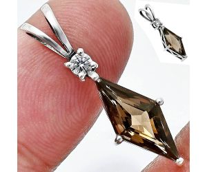 Smoky Quartz and Moissanite Pendant Earrings Set EXT01257 T-1016, 7x16 mm