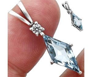 Sky Blue Topaz and Moissanite Pendant Earrings Set EXT01262 T-1016, 7x16 mm