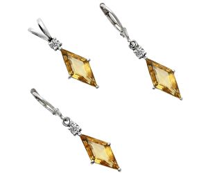 Citrine and Moissanite Pendant Earrings Set EXT01267 T-1016, 7x16 mm