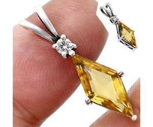 Citrine and Moissanite Pendant Earrings Set EXT01267 T-1016, 7x16 mm