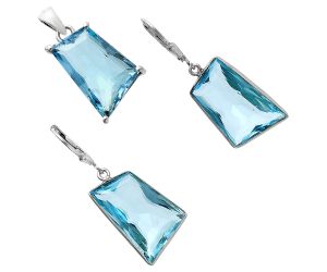 Sky Blue Topaz Pendant Earrings Set EXT01276 T-1017, 14x21 mm