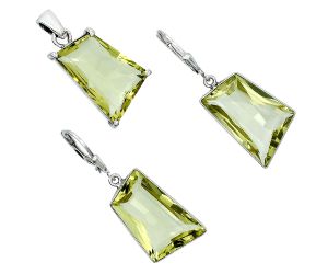 Green Gold Pendant Earrings Set EXT01314 T-1017, 14x21 mm